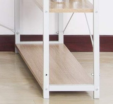 L-Shaped Computer Desk – Light Oak & White Home Office Workstation with Storage Shelves