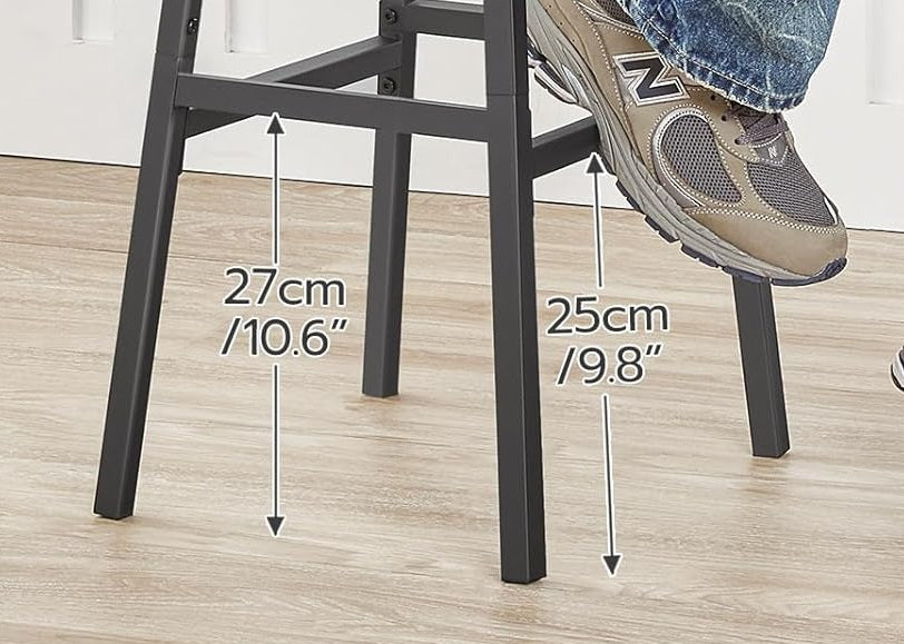 Set of 2 Industrial PU Upholstered Bar Stools – Breakfast Bar Chairs with Backrest