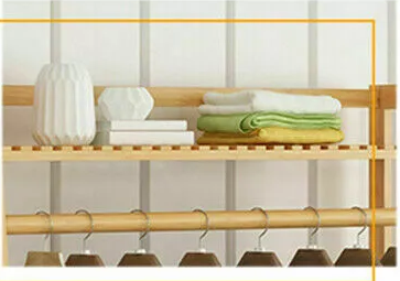 Bamboo Clothes Rail Rack with Top Shelf, Shoe Storage, 10 Hooks, and Ladder Rails – 80x43.5x165 cm