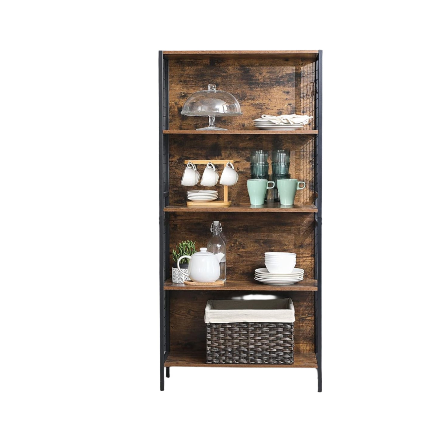 4-Tier Bookcase with Metal Frame
