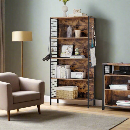 4-Tier Bookcase with Metal Frame