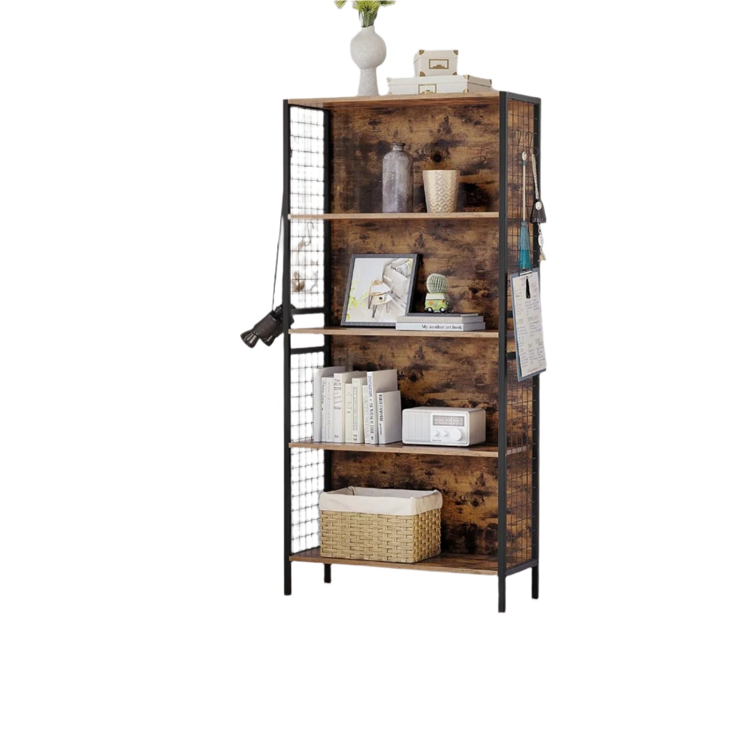 4-Tier Bookcase with Metal Frame