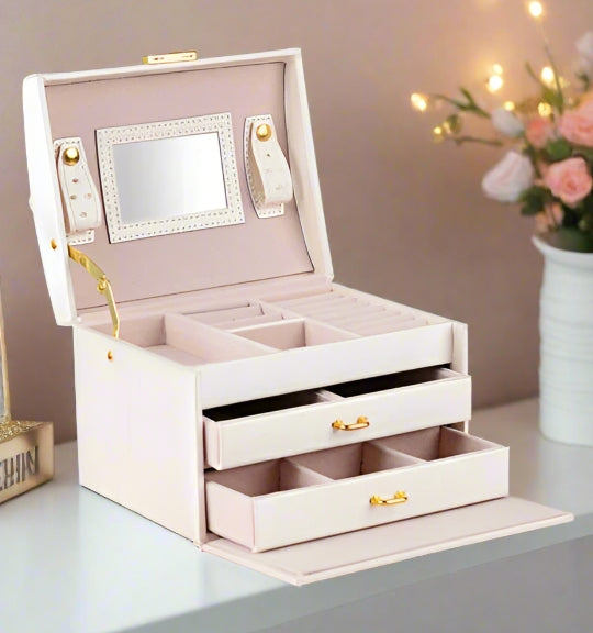Large Jewelery Box Organizer Drawer Cabinet Necklace Storage Case