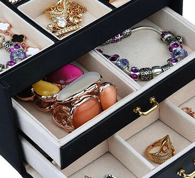 Large Jewelery Box Organizer Drawer Cabinet Necklace Storage Case