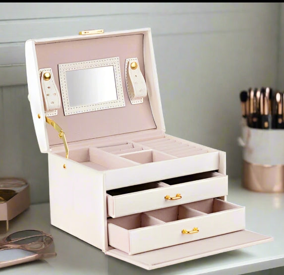Large Jewelery Box Organizer Drawer Cabinet Necklace Storage Case