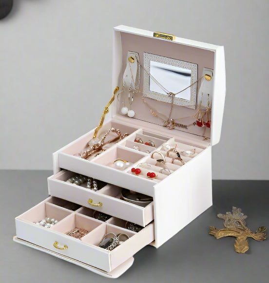 Large Jewelery Box Organizer Drawer Cabinet Necklace Storage Case