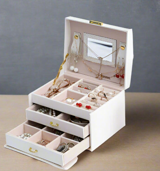 Large Jewelery Box Organizer Drawer Cabinet Necklace Storage Case