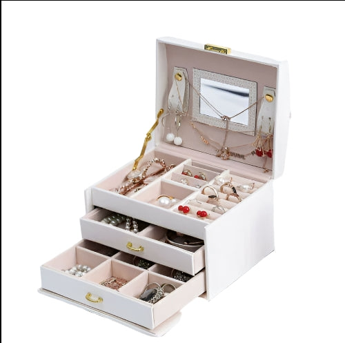 Large Jewelery Box Organizer Drawer Cabinet Necklace Storage Case