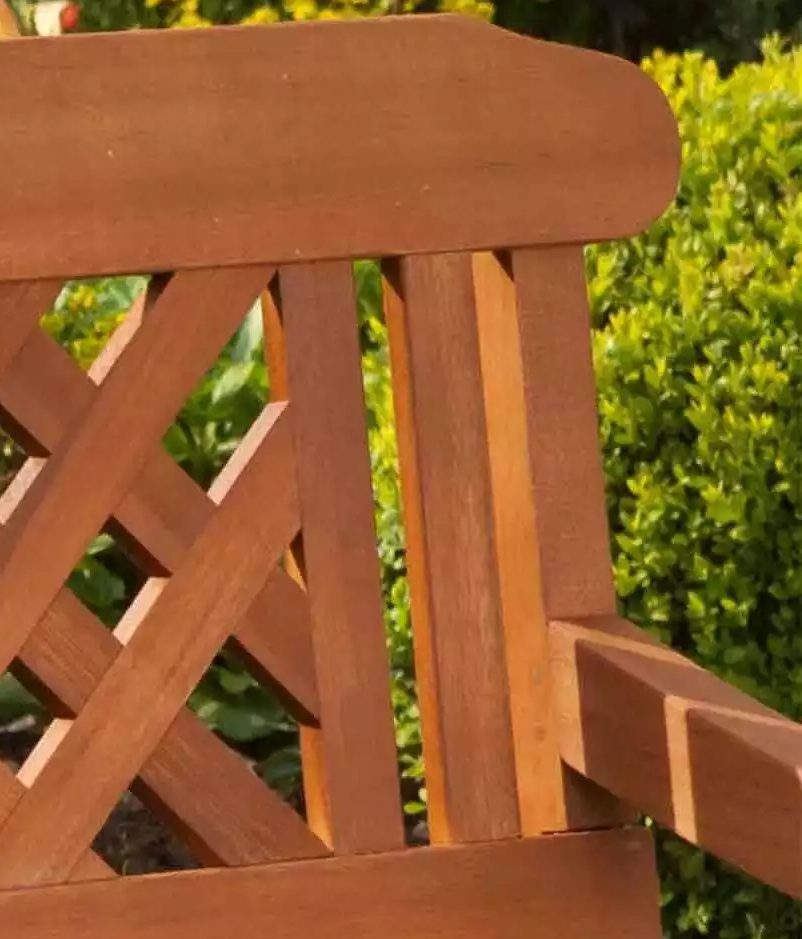3 Seater Hardwood Garden Bench Eucalyptus Wood Weather Resistant Outdoor Seat Brown
