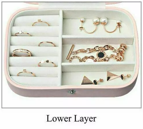 Portable Leather Jewelry Box Travel Case for Rings Necklaces Earrings Storage - BLUE