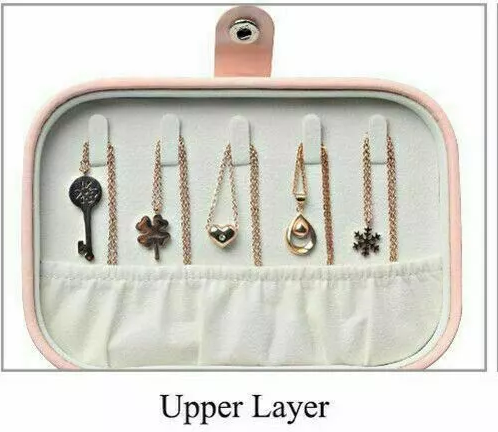 Portable Leather Jewelry Box Travel Case for Rings Necklaces Earrings Storage - BLUE