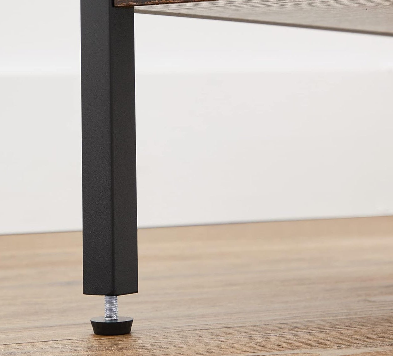 Tall Nightstand with Drawer & Shelf – Rustic Brown & Black Industrial Bedside Table