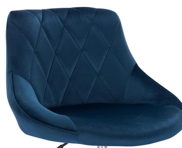 Set of 2 Blue Velvet Swivel Bar Stools – Adjustable Dining Chairs with Backrest for Kitchen