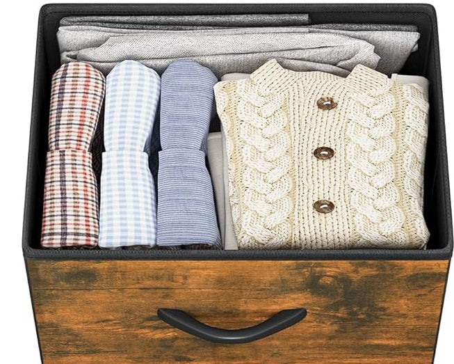4-Drawer Fabric Storage Organizer with Metal Frame and Wooden Top