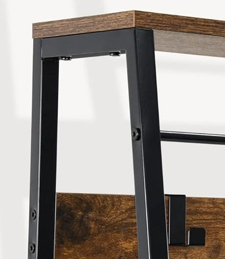 Industrial Coat Rack Stand with Shoe Storage and Bench