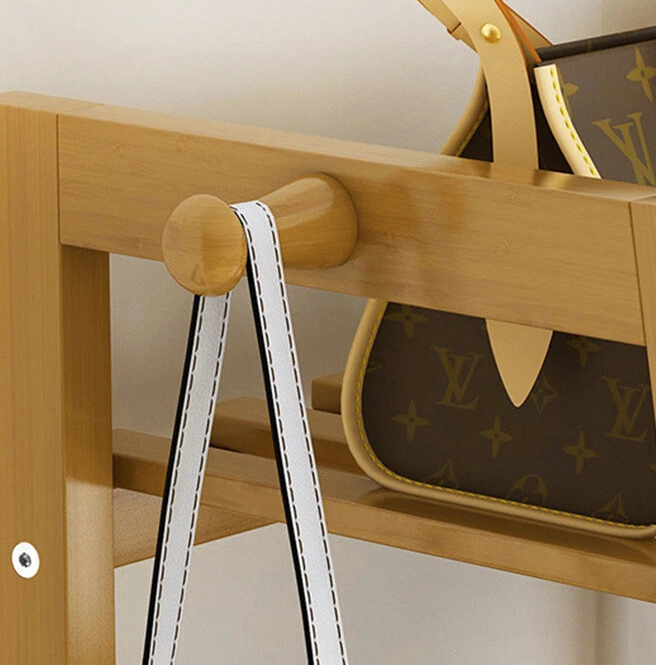 Heavy Duty Bamboo Clothes Rail and Wardrobe