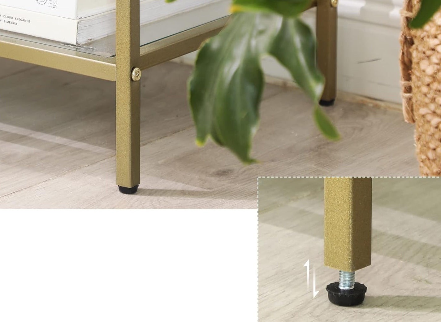 3-Tier Console Table with Tempered Glass Display Shelf