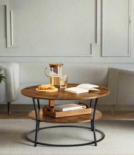 Round Coffee Table with 2 Tiers