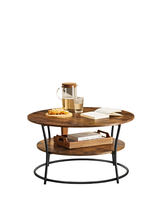 Round Coffee Table with 2 Tiers
