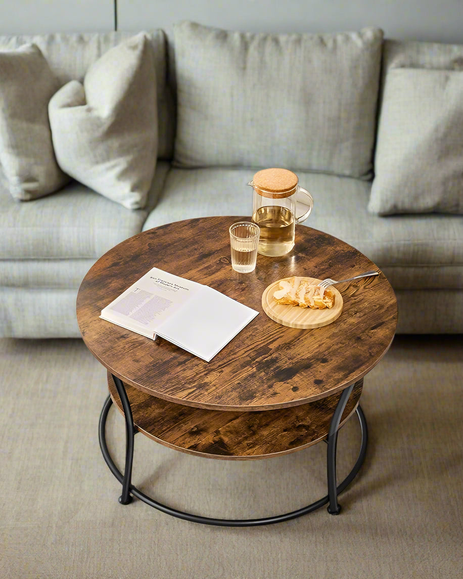 Round Coffee Table with 2 Tiers
