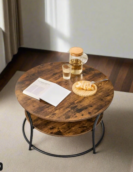 Round Coffee Table with 2 Tiers