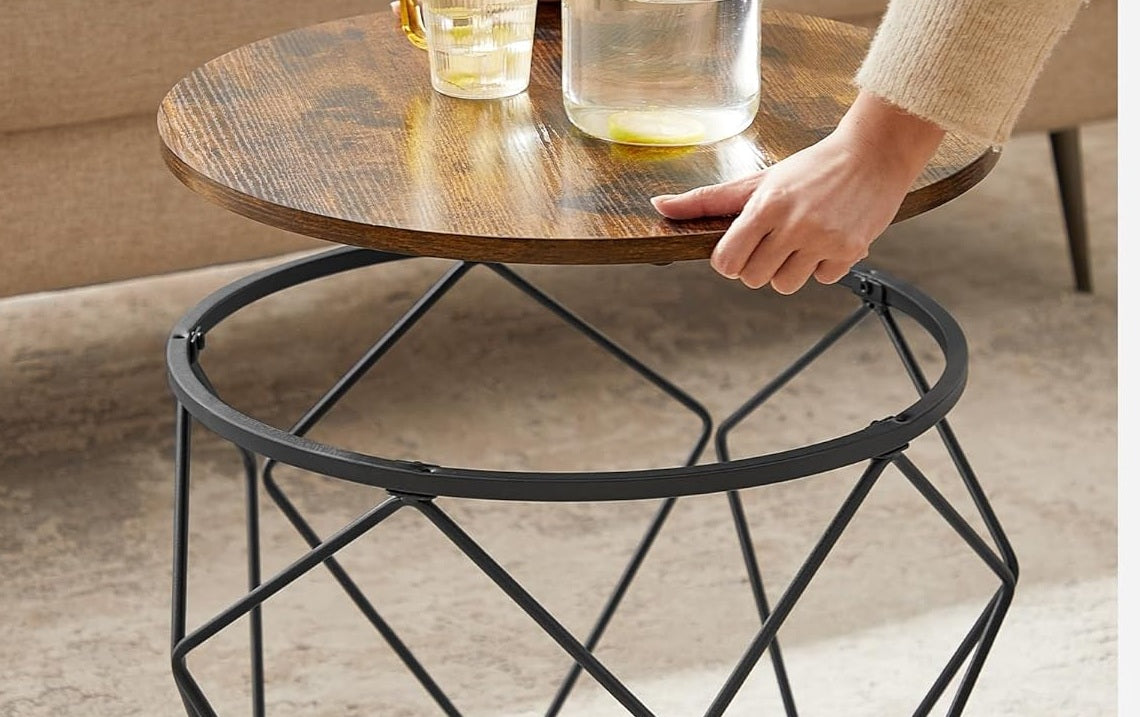 Set of 2 Industrial Coffee Tables - Geometric Design