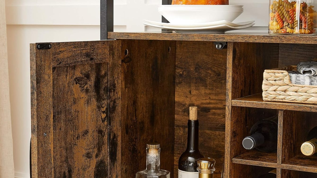Rustic Sideboard Buffet Table with Wine Rack – Storage Cabinet for Kitchen or Dining Room