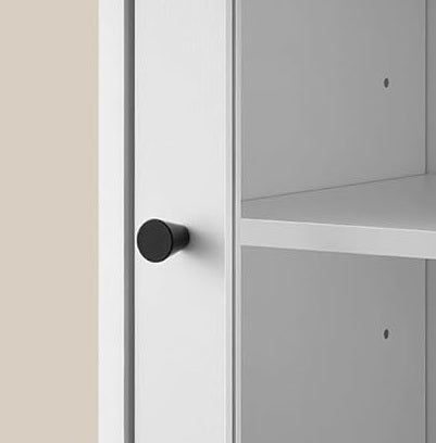 Free-Standing Tall Bathroom Cabinet with Drawer, Glass Door & Open Shelf - Cloud White