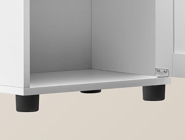 Free-Standing Tall Bathroom Cabinet with Drawer, Glass Door & Open Shelf - Cloud White