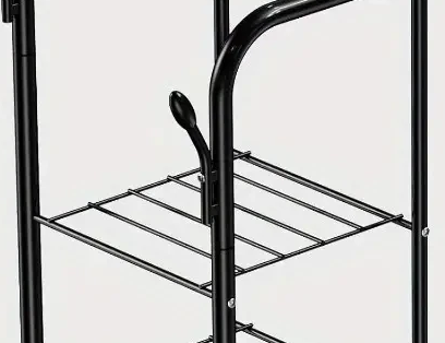 Black Heavy Duty Double Clothes Rail with Wheels – Garment Hanging Rack & Storage Shelf