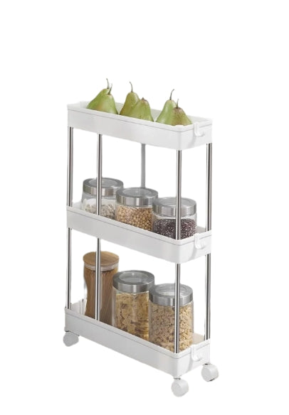 3-Tier Slim Storage Trolley with Wheels – Rolling Utility Cart for Kitchen, Bathroom