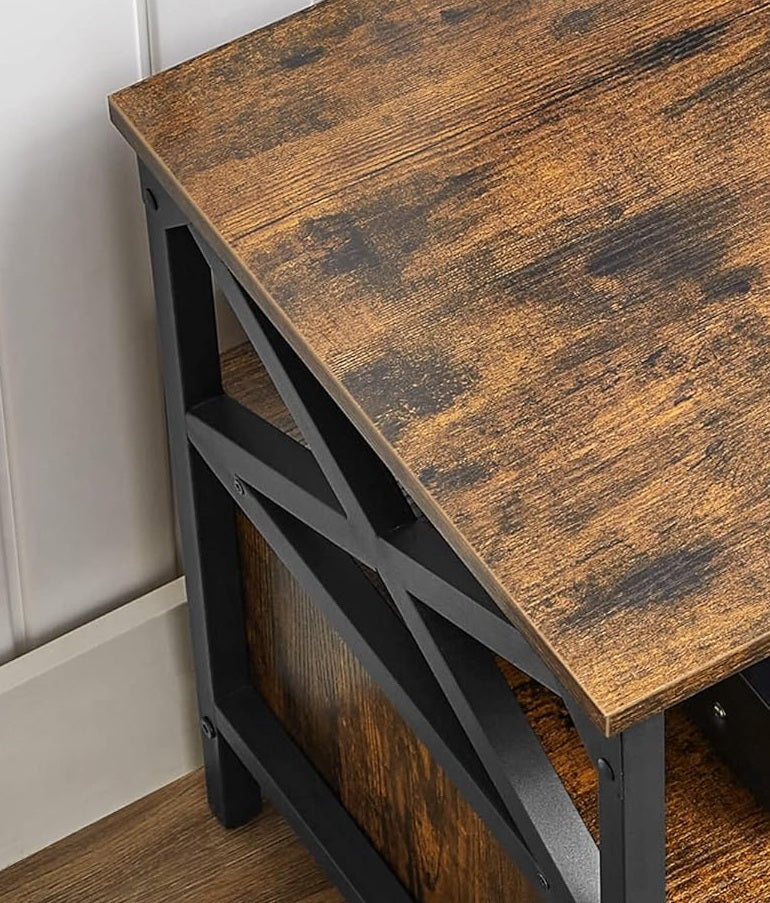 Industrial TV Stand for 55-Inch TV – Cabinet with 2 Drawers & Open Storage Shelves