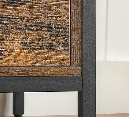 Industrial TV Stand for 55-Inch TV – Cabinet with 2 Drawers & Open Storage Shelves