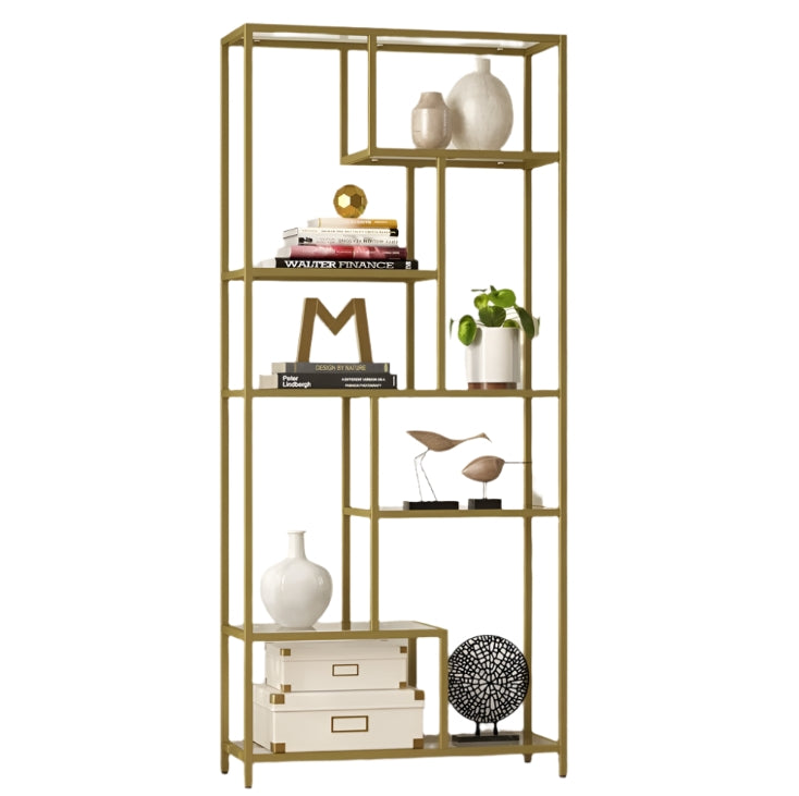 6-Tier Glass Bookshelf – Tall Display Bookcase & Plant Stand, Tempered Glass Shelves,