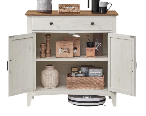 Farmhouse Sideboard Cabinet, Rustic White and Honey Brown, 80 x 40 x 80 cm, Storage Unit with Drawer,