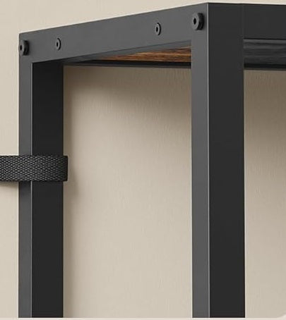 5-Tier Rustic Brown & Black Industrial Bookcase with 10 Compartments