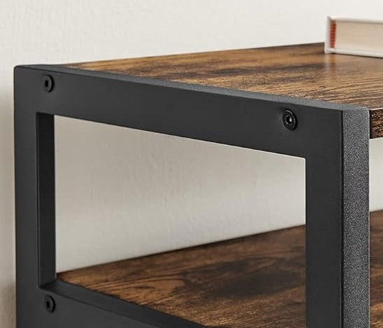 Slim Rustic Brown & Black Shoe Cabinet with 3 Fold-Out Doors - Industrial Style