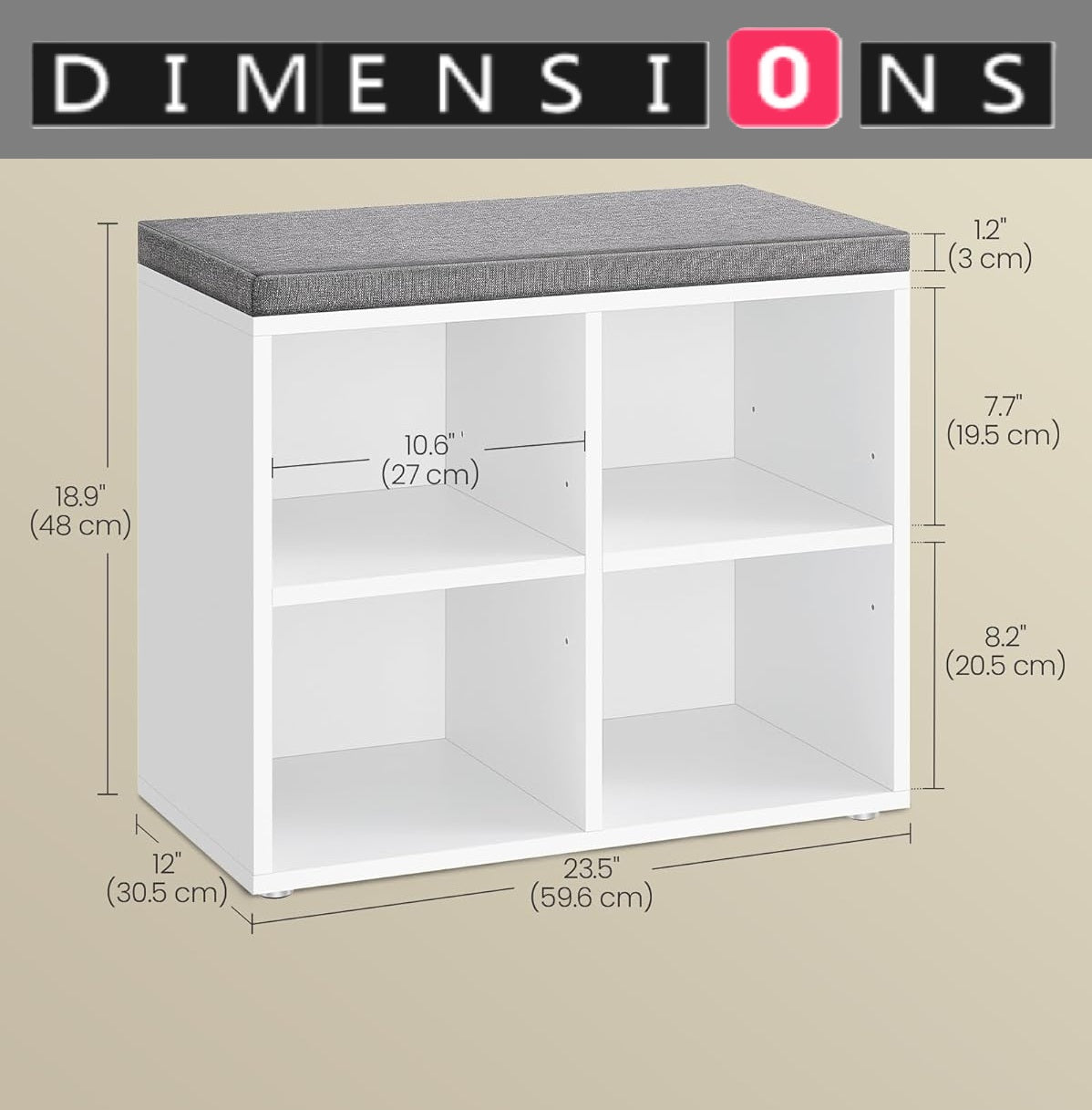 Shoe Storage Bench with Cushion, 4 Compartments & Adjustable Shelves for Hallway and Bedroom