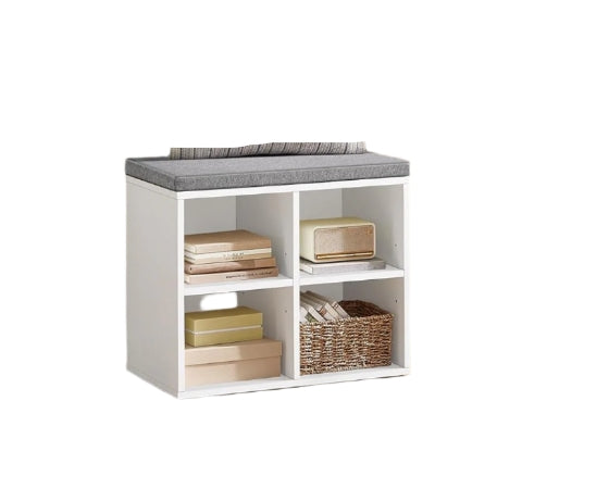 Shoe Storage Bench with Cushion, 4 Compartments & Adjustable Shelves for Hallway and Bedroom