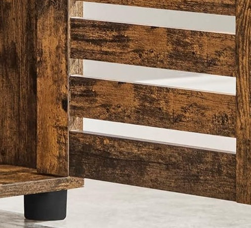 Rustic Brown Floor Cabinet with Door & Open Shelves, Adjustable Storage, 167cm Tall