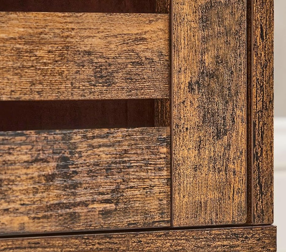 Rustic Brown Floor Cabinet with Door & Open Shelves, Adjustable Storage, 167cm Tall