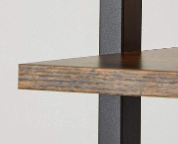 6-Tier Industrial Ladder Shelf, Rustic Brown & Black Tall Bookshelf for Home or Office