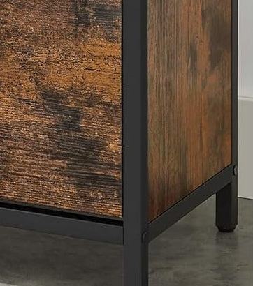 Hall Tree with Bench, Shoe Storage, 9 Hooks, Top Shelf, Industrial Coat Rack for Hallway, Rustic Brown