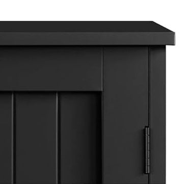 Bathroom Floor Cabinet Wooden Freestanding Storage with 4 Drawers & 1 Door Adjustable Shelf – Black