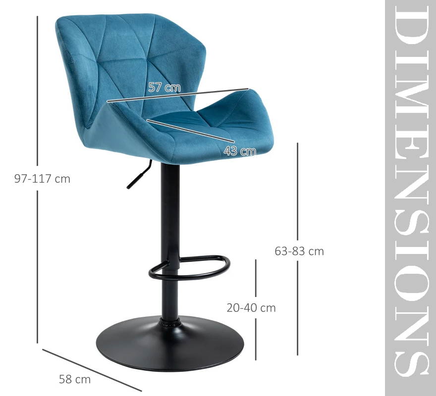 Set of 2 Green Velvet Bar Stools Adjustable Swivel Breakfast Chairs with Footrest & Metal Base