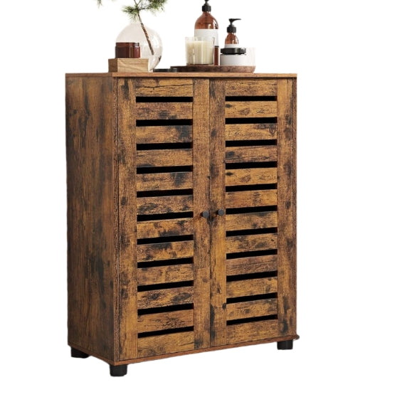 Rustic Bathroom Floor Cabinet – Storage Unit with Doors & Adjustable Shelf