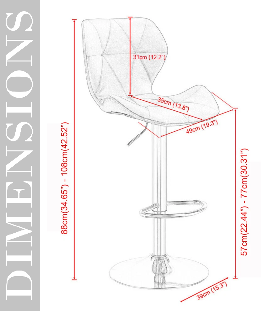 Set of 2 Adjustable Swivel Bar Stools with Backrest Gas Lift Kitchen Breakfast Chairs