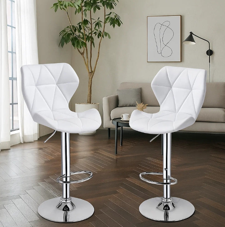 Set of 2 Adjustable Swivel Bar Stools with Backrest Gas Lift Kitchen Breakfast Chairs