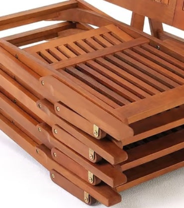 4 Seat Garden Dining Set Acacia Wood Foldable Table & Chairs Outdoor Patio