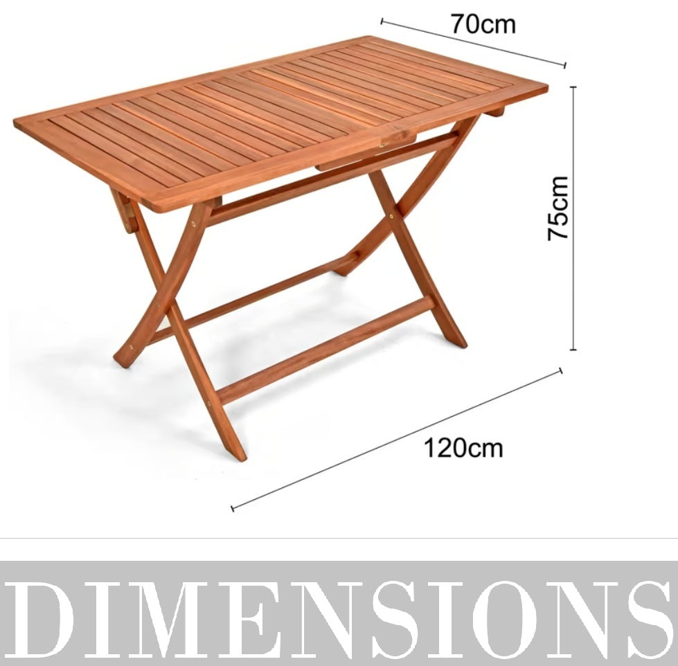 4 Seat Garden Dining Set Acacia Wood Foldable Table & Chairs Outdoor Patio
